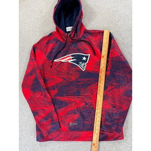 New England Patriots ZUBAZ Sideline‎ Hoodie Sweatshirt (Men's Medium) Red/Blue - Picture 6 of 12